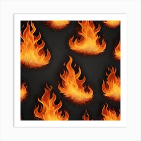 Flames On Black Background 30 Art Print