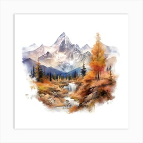 Watercolor Mountain Landscape 8 Art Print