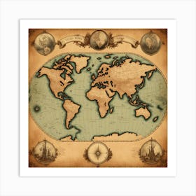 Old World Map 1 Art Print