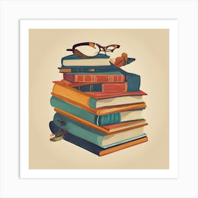 Books And Glasses Art Print