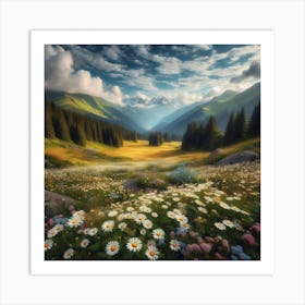 Daisies In The Meadow Art Print