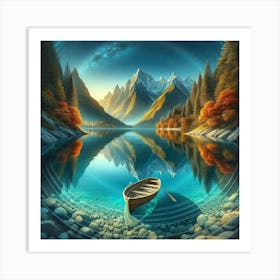 Simply Beautiful Boat On A Lake Art Print