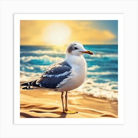 Seagull On The Beach 1 Art Print