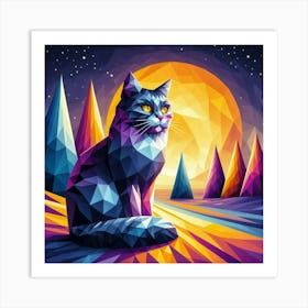 Mallow Low Poly Cat Art Print