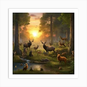 Deer In The Forest Art Print