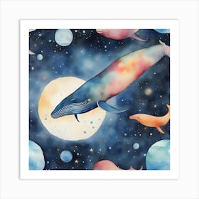 Whales In The Sea Art Print