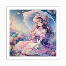 Girl with umbrella Art Print