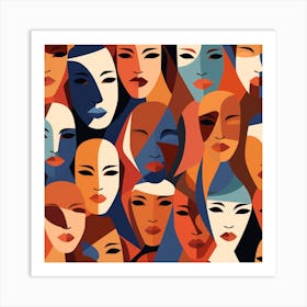 Abstract Portrait Of Women Art Print