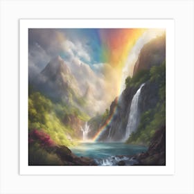 Rainbow Over Waterfall Art Print