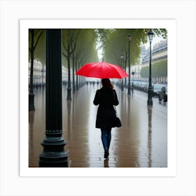 Caminando Bajo La Lluvia Paris Art Print