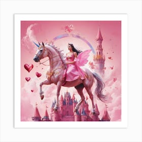 Princess On A Unicorn 1 Art Print