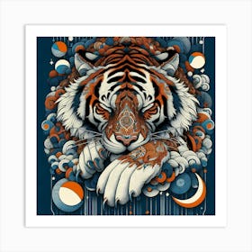 Fearless Stripes: A Nighttime Prowl Art Print