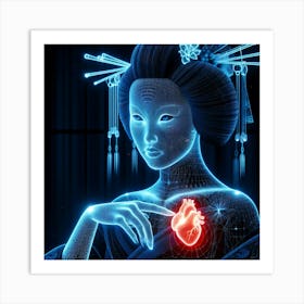 Radiologic Style Geisha With visible Heart Art Print