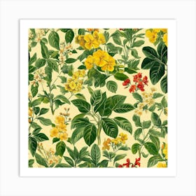 Yellow Flowers On A White Background Art Art Print