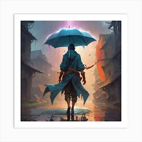 Man Holding An Umbrella Art Print