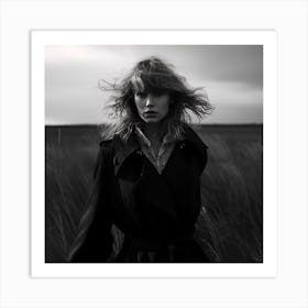 AI Taylor Swift In Field back white Art Print