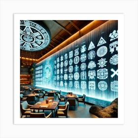 A Large Cascade Sovereignty Wall In A Restaurant S Art Print