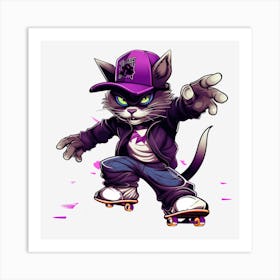 Cat Skateboarder 6 Art Print