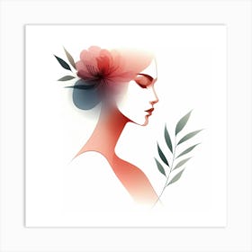 Portrait Of A Woman With Flowers 6 Art Print