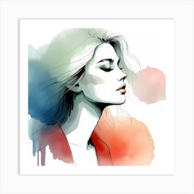 Watercolor Portrait Of A Woman 5 Art Print