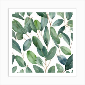 Illustrative Albedo Watercolor Eucalyptus Leaves Art 1 Art Print