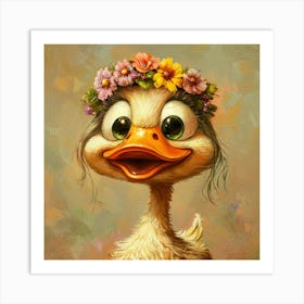 Duck With Flowers 1 Poster