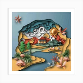 Nice Landscape In Paper Art Work 7 Art Print