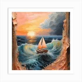 Sunset Sailboat Art Print