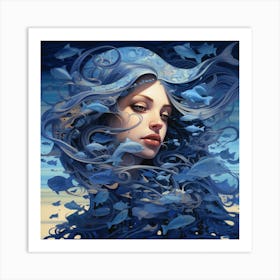 Blue Mermaid 1 Art Print