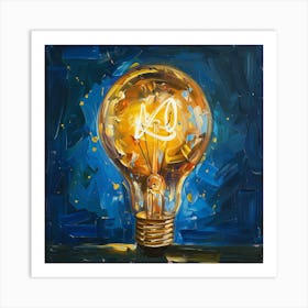 Light Bulb Oil Painting Art Print