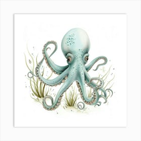 Surprised Storybook Style Octopus 2 Art Print