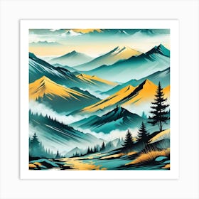 Mountain Landscape Painting Art Print