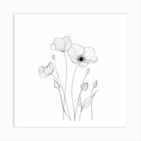 Poppies On A White Background Art Print