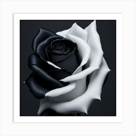 White-Balck Flower Art Print