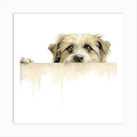 Dog Peeking Over The Wall 35 Art Print