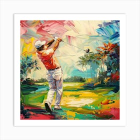 A Golfer Teeing Off Oil Painting Illustration 1718673251 4 Art Print