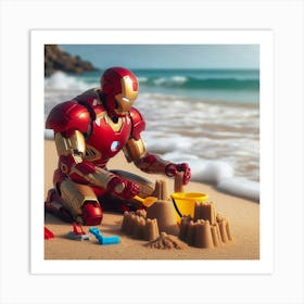 Iron Man On The Beach Art Print