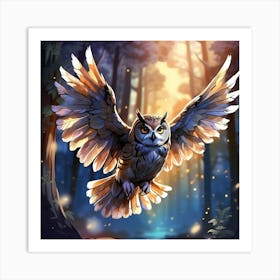 Owl In The Forest Art Print