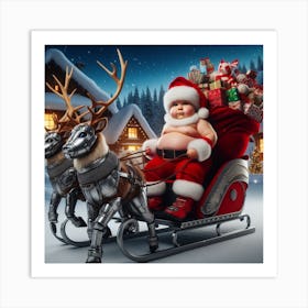 Santa Claus In Sleigh 1 Art Print