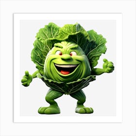 Cartoon Cabbage Head Art Print