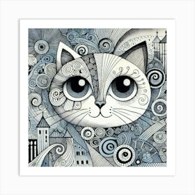 Twilight Footpad City Cat Art Print