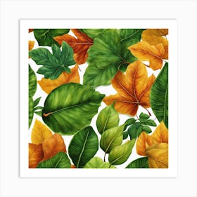 Autumn Leaves Seamless Pattern 4 Art Print