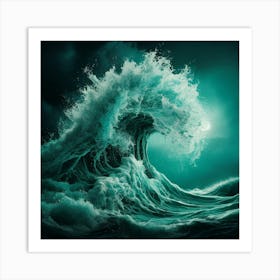 Ocean Waves At Night Art Print