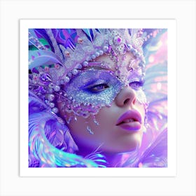 Carnival Girl With Feathers Art Print