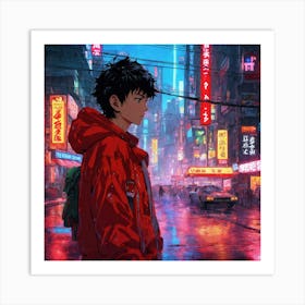 Boy In Red Jacket Art Print