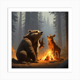 Bear And Deer Art Print