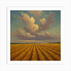 Wheat Field With Clouds Art Print