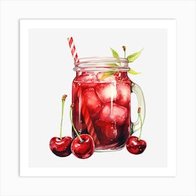 Cherry Cocktail In A Mason Jar 1 Art Print