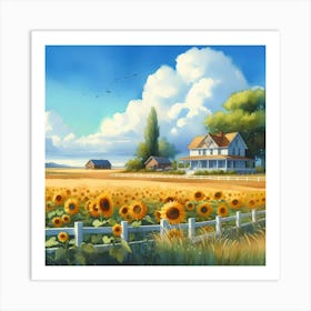 Sunflowers In The Field 1 Art Print