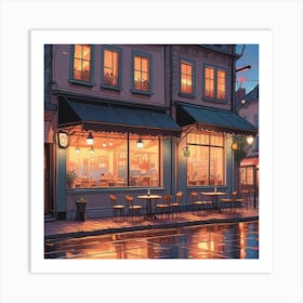 Cafe Terrace At Night (3) Art Print